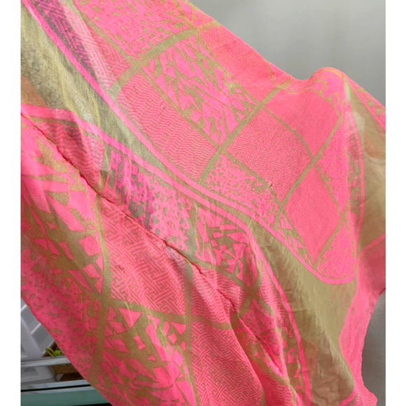 Do everything in Love Tan Neon Pink light weight Infinity Scarf - Picture 8 of 11